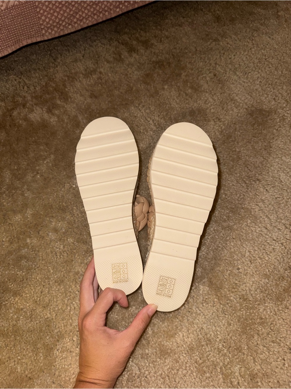 Braided Double-Strap Espadrille Slide Sandals in Beige - Picture 4 of 4